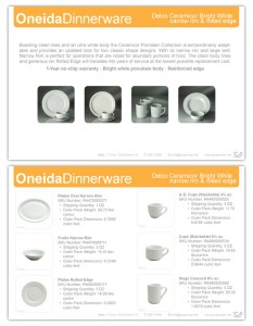 Oneida Dinnerware PDF catalog